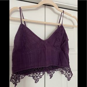 Free People plum scrappy cropped top